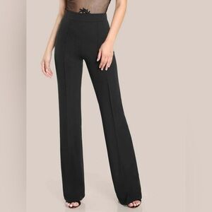 New SHEIN Black Slim Bootcut Pintuck High Rise Trousers